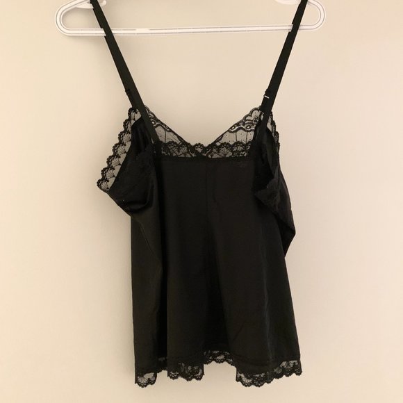 Vintage Black lace silky camisole size medium strappy loose tank - Picture 3 of 4